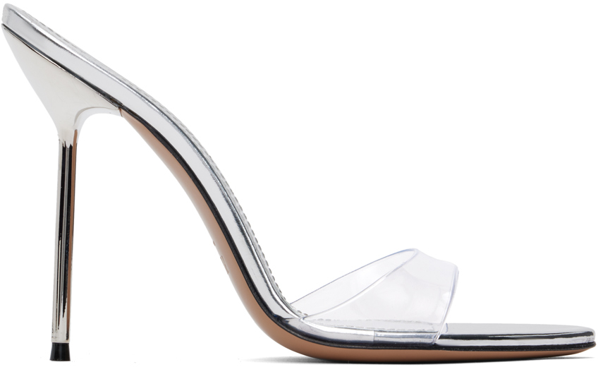 シューズ・サンダルその他 PARIS TEXAS Woman Heeled sandals Silver PX1141 SILVER Silver Mirror Leather Stiletto Heeled Sandals by Paris Texas