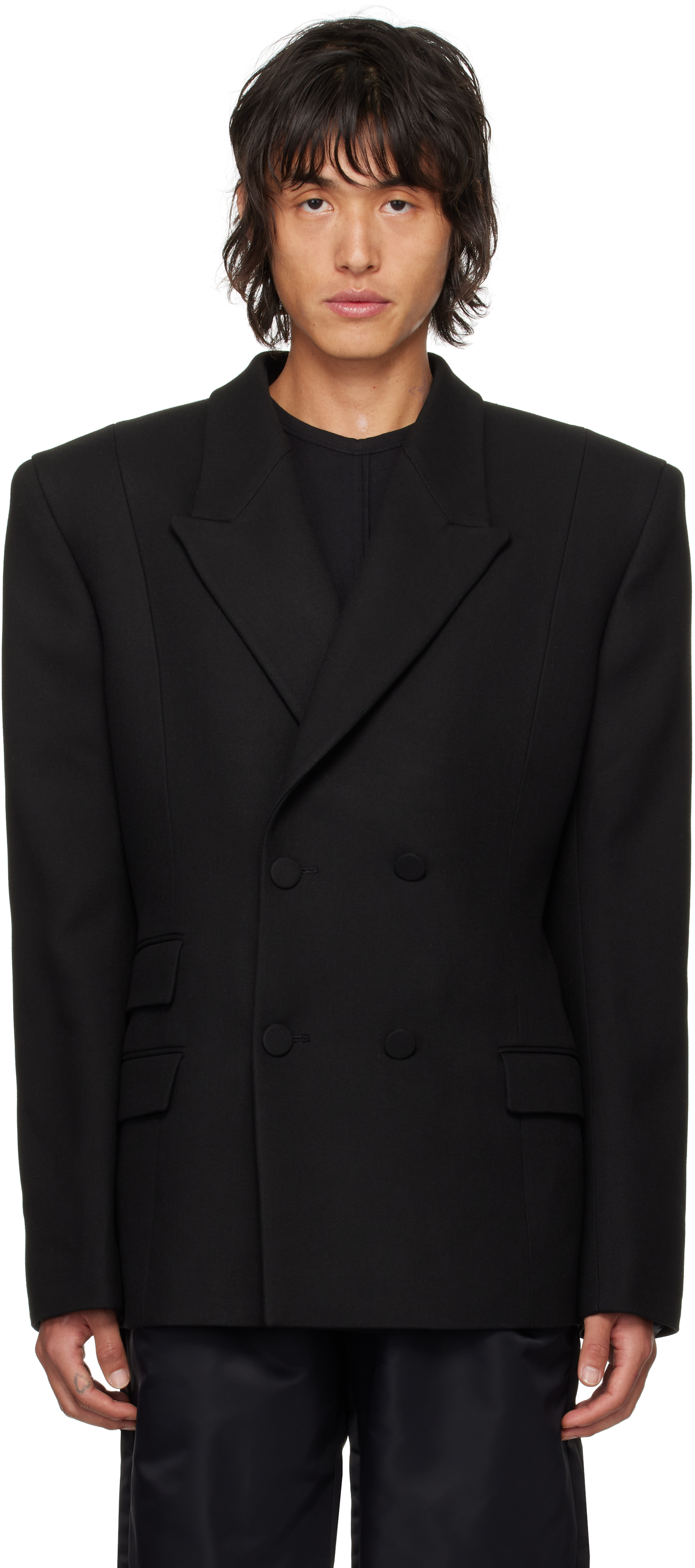 Lgn Louis Gabriel Nouchi Black Double-breasted Viscose Blazer In Black 001