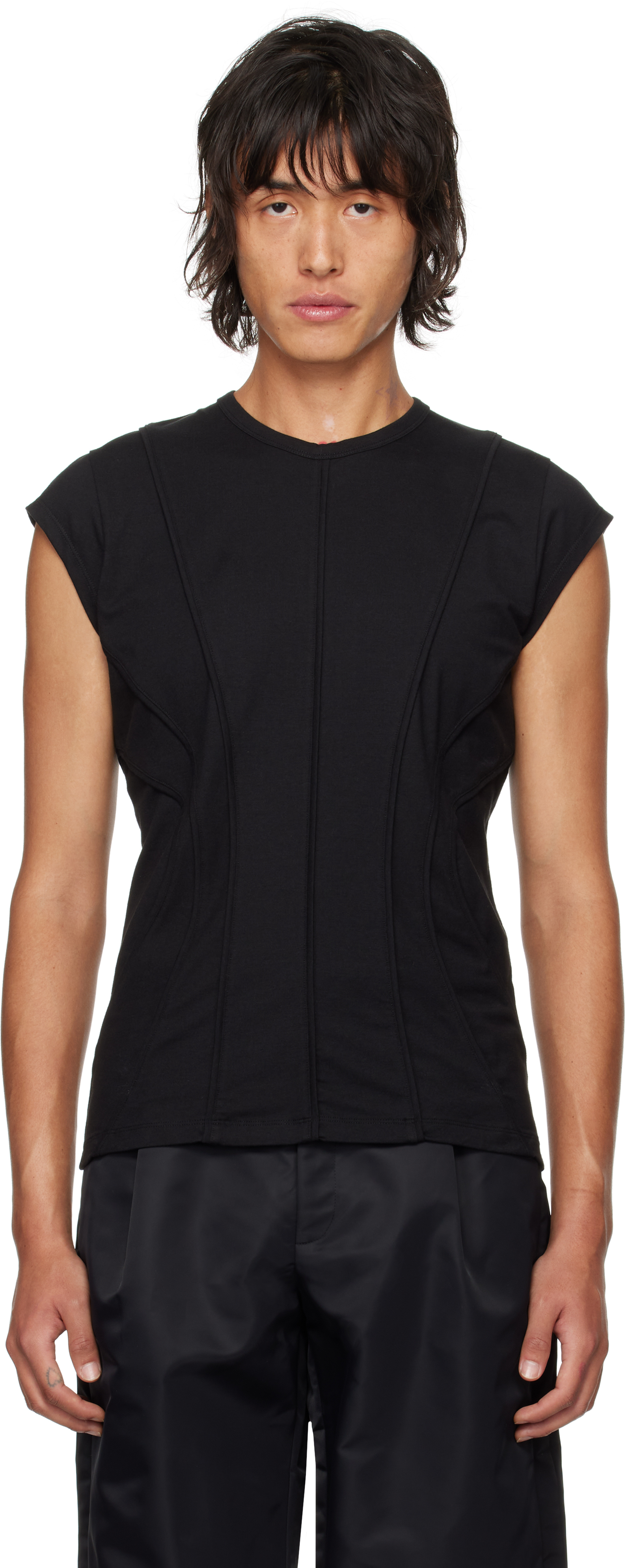 Lgn Louis Gabriel Nouchi Black Corset Details Tank Top In Black 001