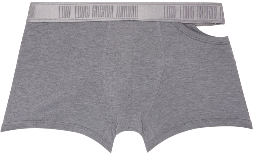 Shop Lgn Louis Gabriel Nouchi Gray Asymmetrical Opening Boxers In Grey