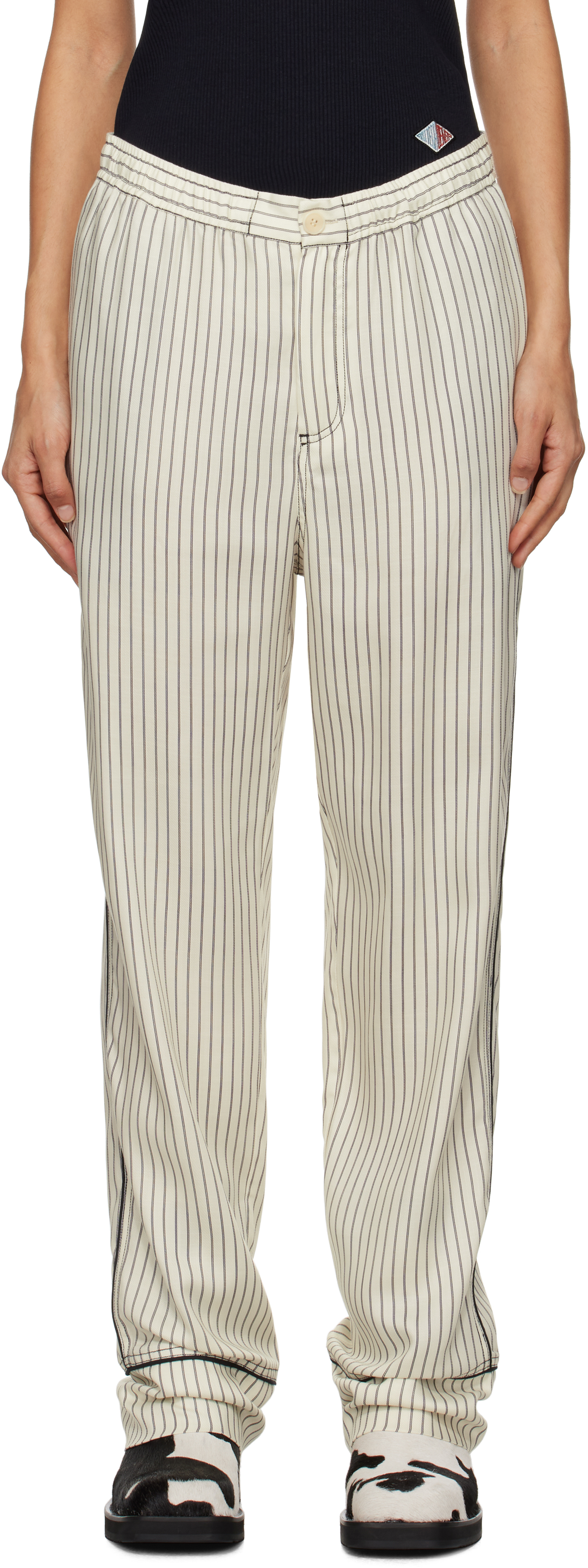 Soulland Off-white & Black Fargo Trousers In Off White Multi