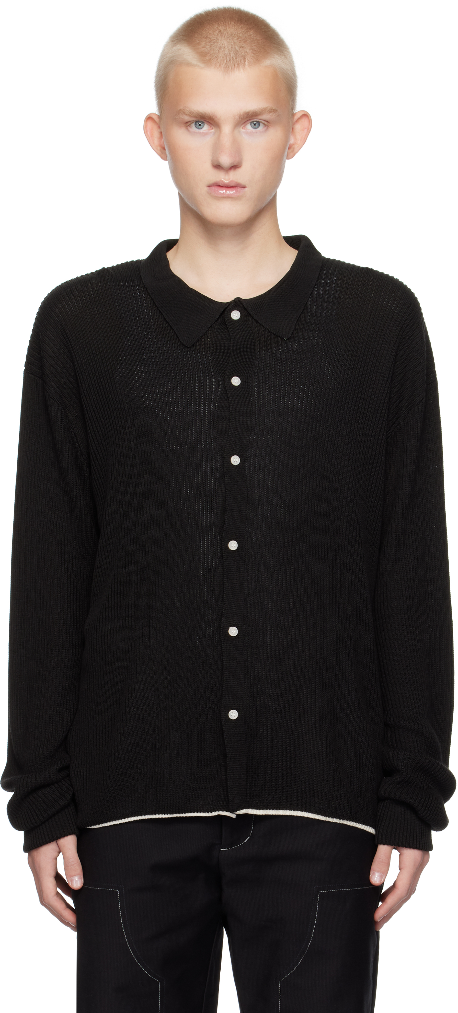 Black Paul Longsleeved Polo Cardigan