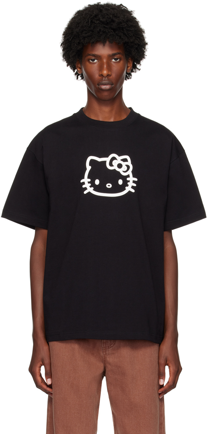 Black HK Kitty Kai T-Shirt by Soulland on Sale
