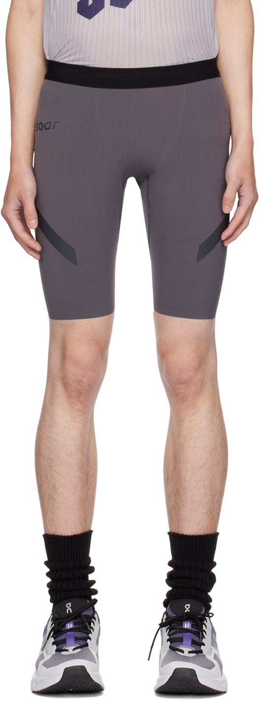 Shop Soar Gray Half Tights Shorts In Nine Iron Grey