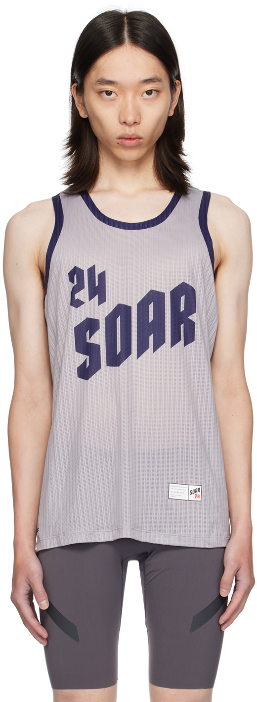 Shop Soar Gray & Navy American Race Tank Top In Grey/blue