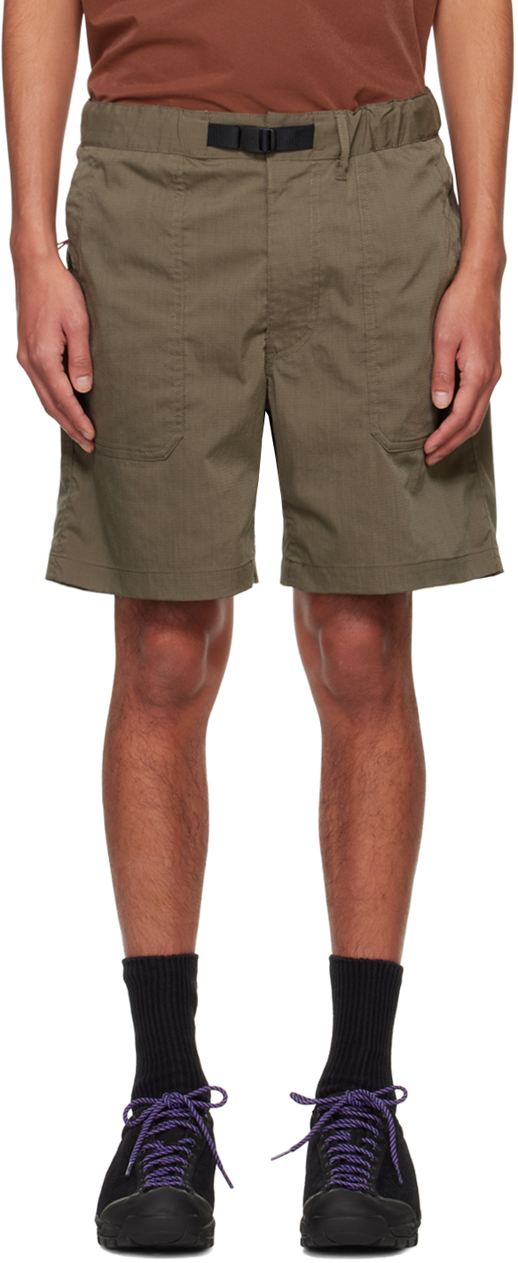 Shop Nanga Khaki Field Shorts In Amg