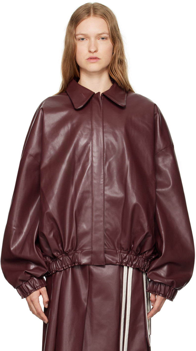 Shop Renaissance Renaissance Burgundy Monik Faux-leather Jacket In Red Leather