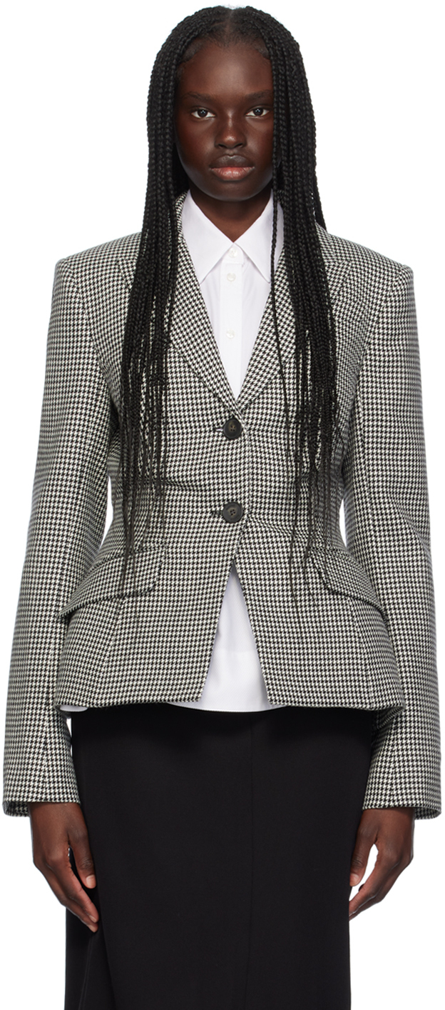 Shop Erdem Black & White Tailored Blazer In Black/white