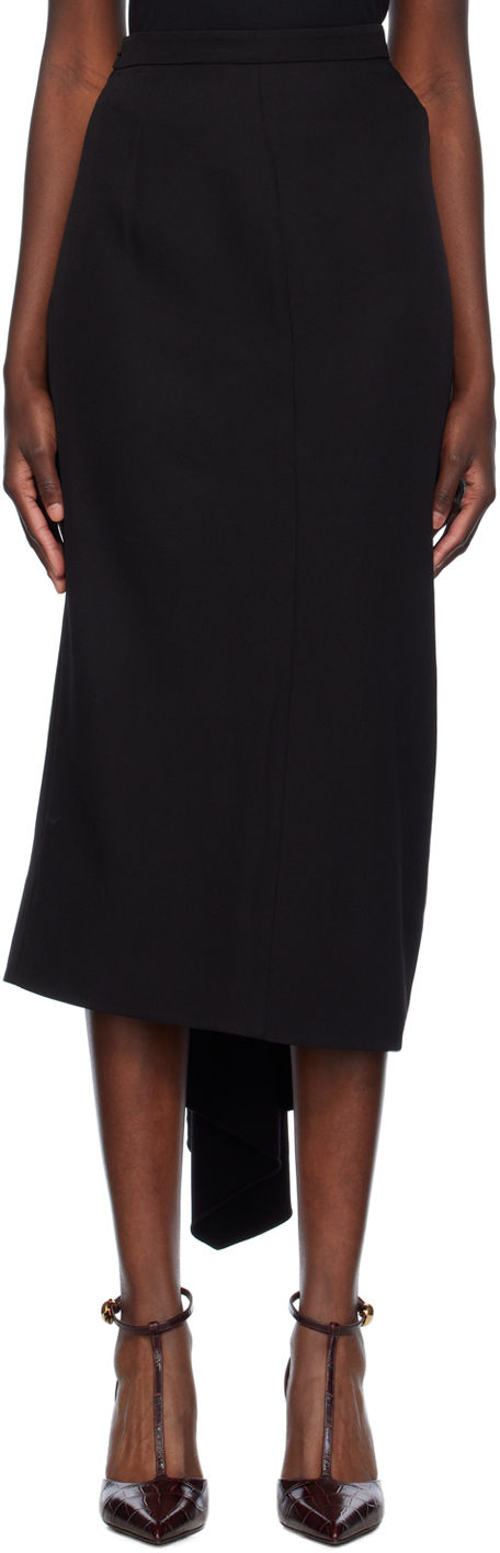 Shop Erdem Black Draped Midi Skirt