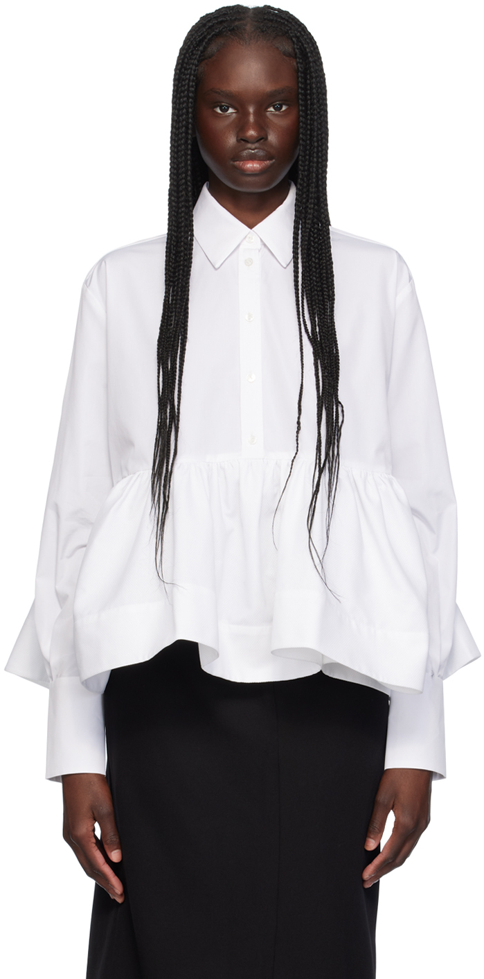 Shop Erdem White Peplum Blouse In Optic White