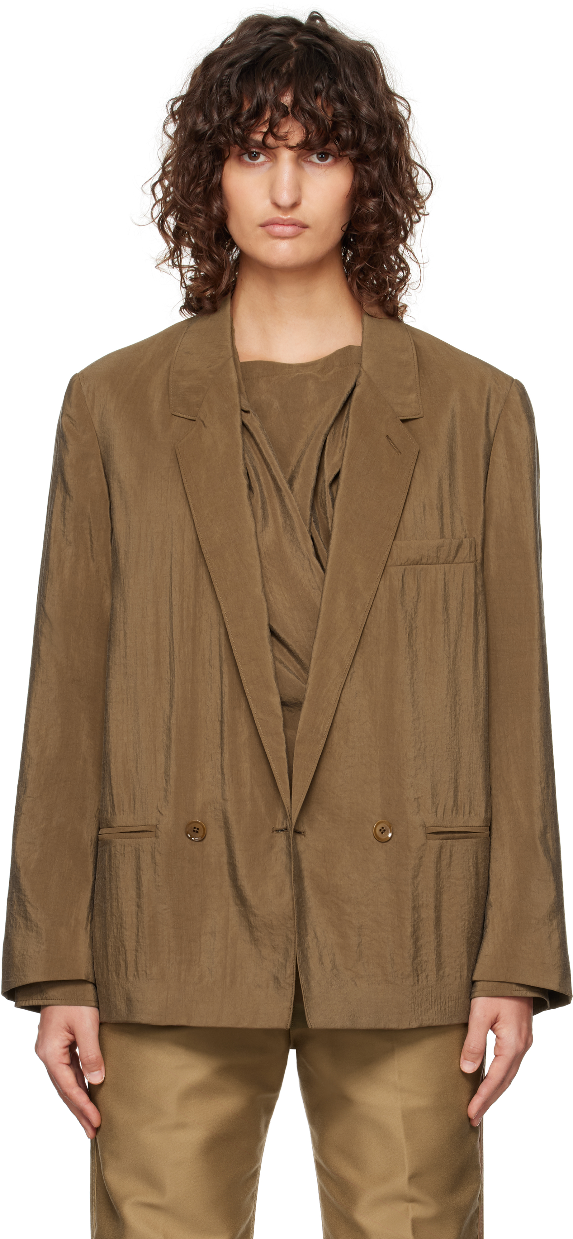 Lemaire Brown Soft Tailored Blazer In Br425 Havana