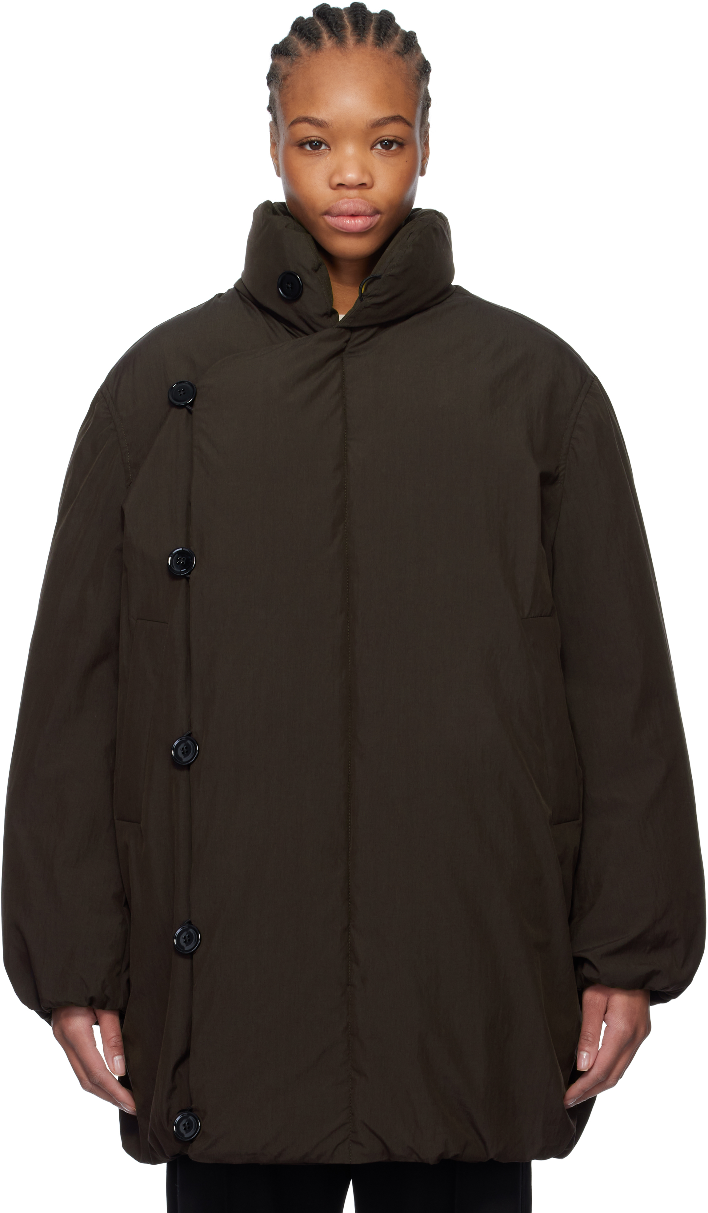 Brown Long Puffer Down Coat