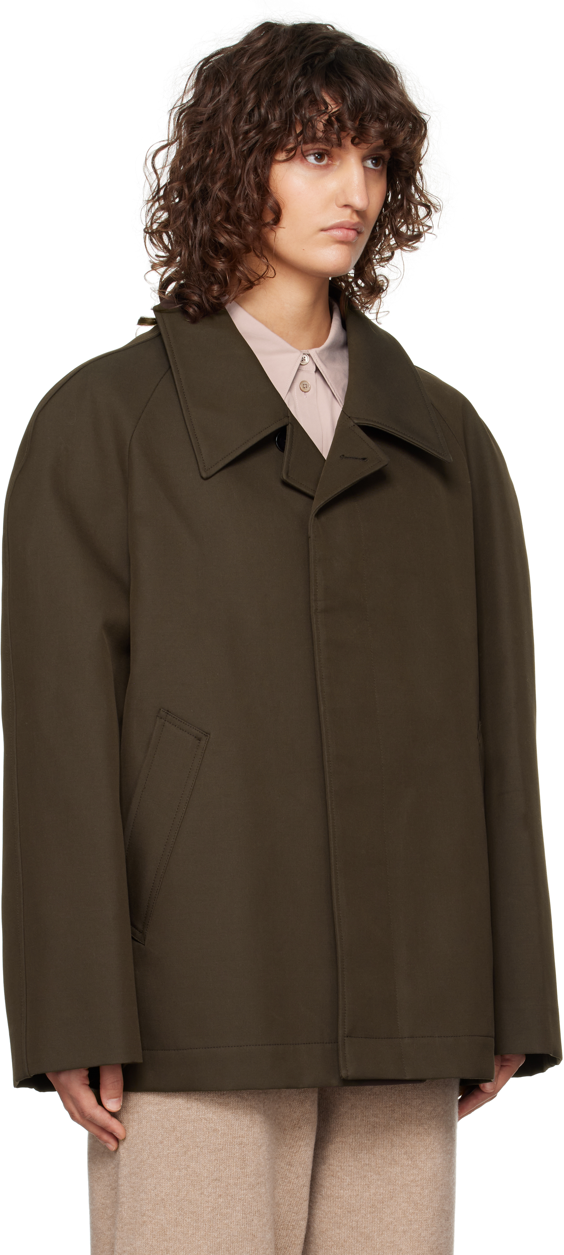 Lemaire Brown Car Jacket In Br495 Espresso