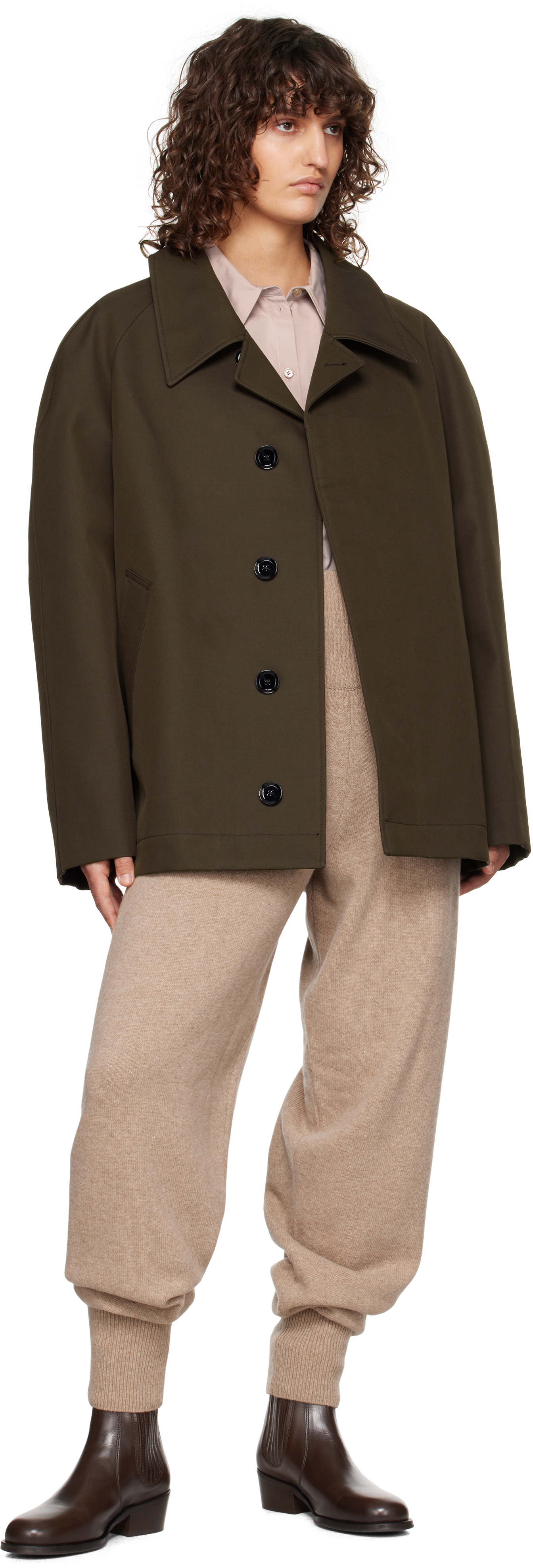 Lemaire Brown Car Jacket In Br495 Espresso