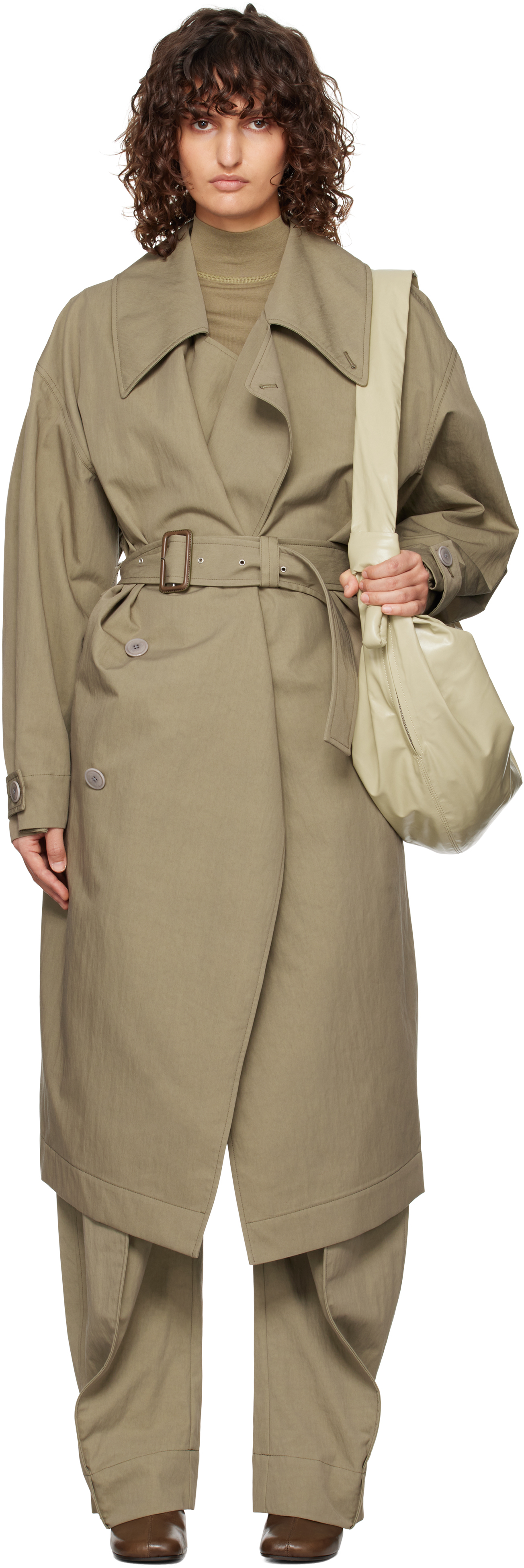 Khaki Water-Repellent Trench Coat