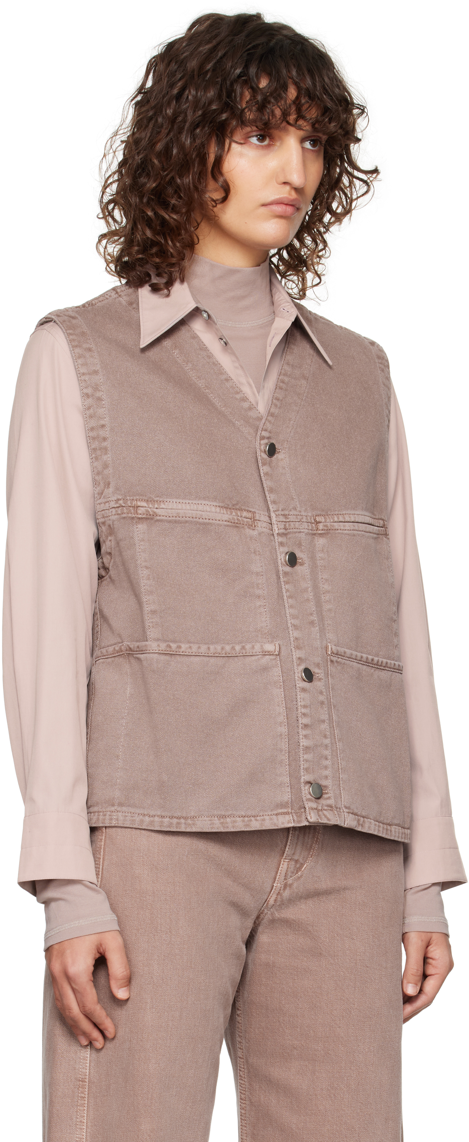 LEMAIRE PURPLE GARMENT-DYED DENIM VEST 