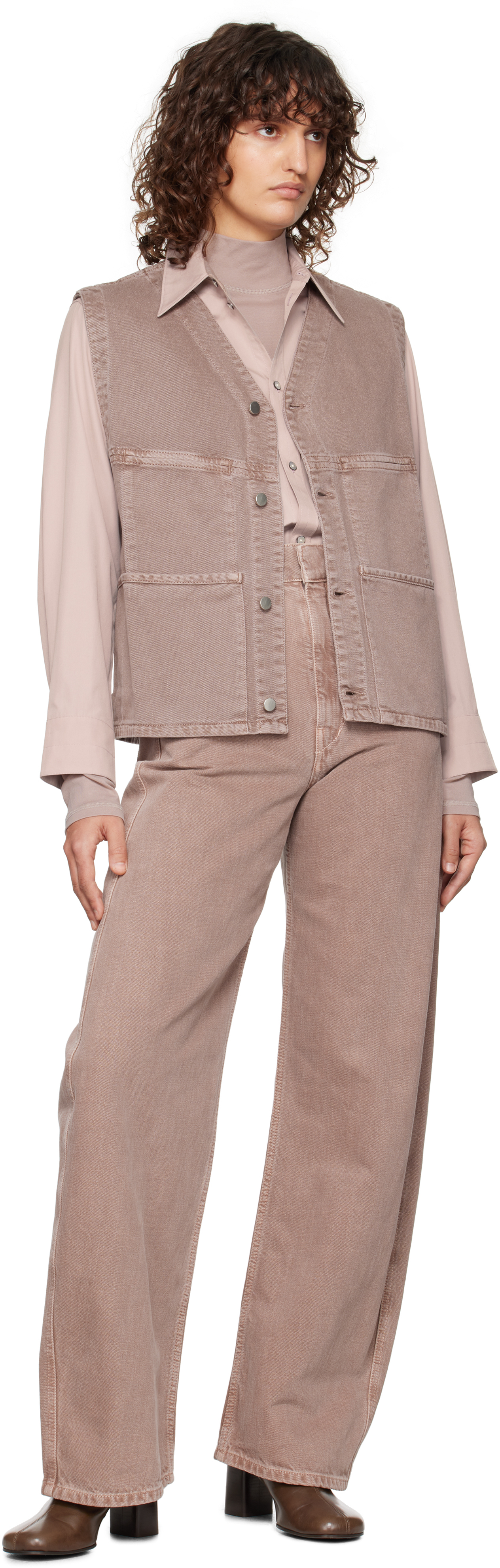 LEMAIRE PURPLE GARMENT-DYED DENIM VEST 