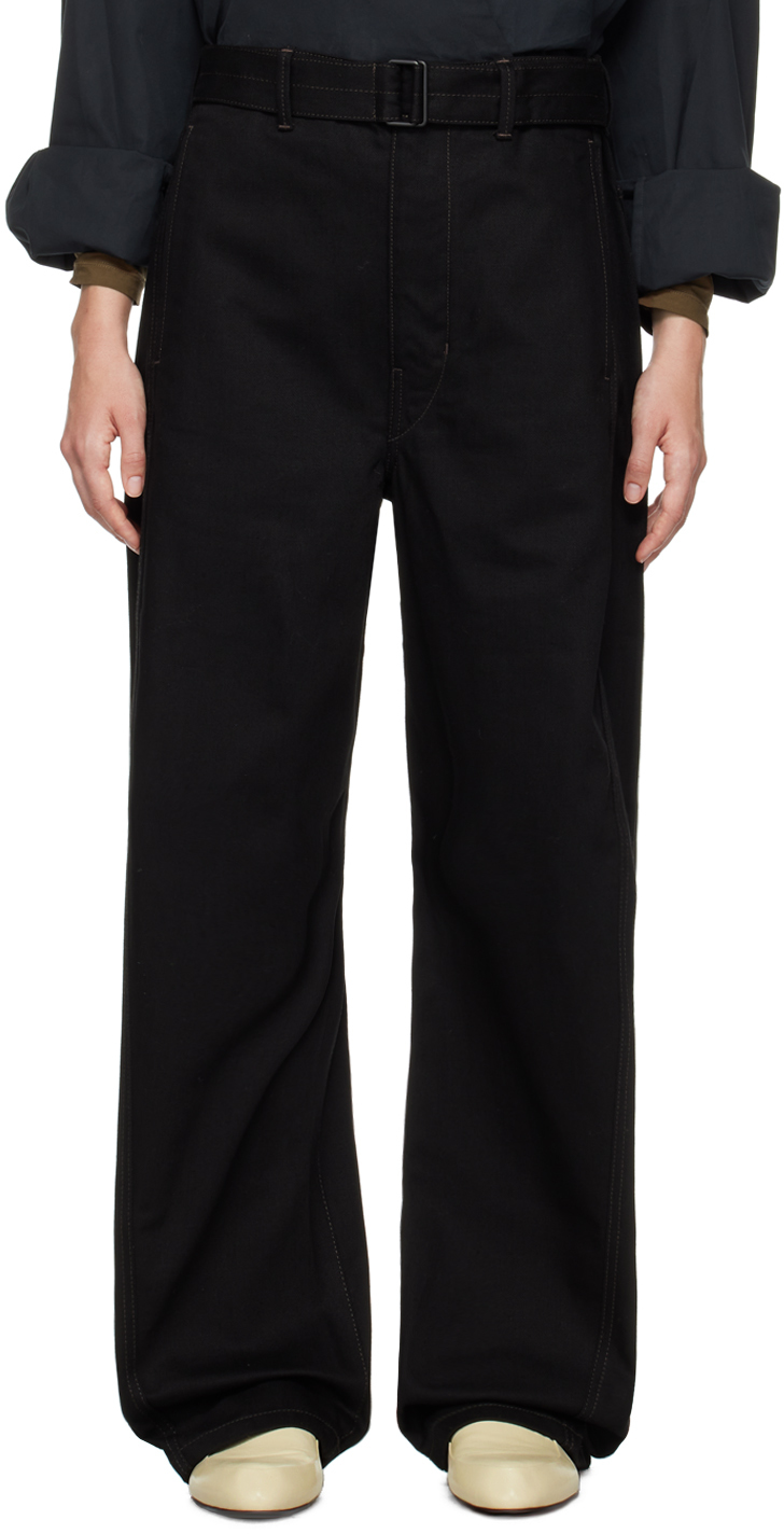 Shop Lemaire Black Twisted Belt Jeans In Bk999 Black