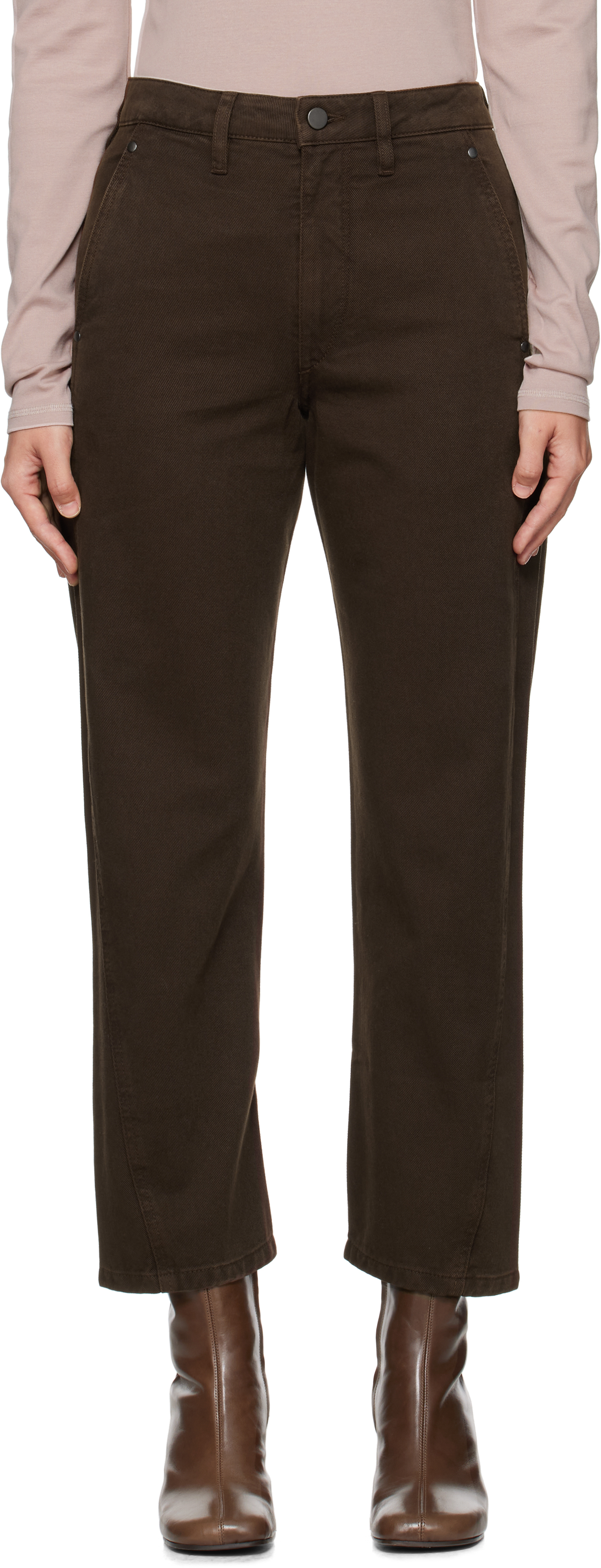 Shop Lemaire Brown Twisted Jeans In Br495 Espresso