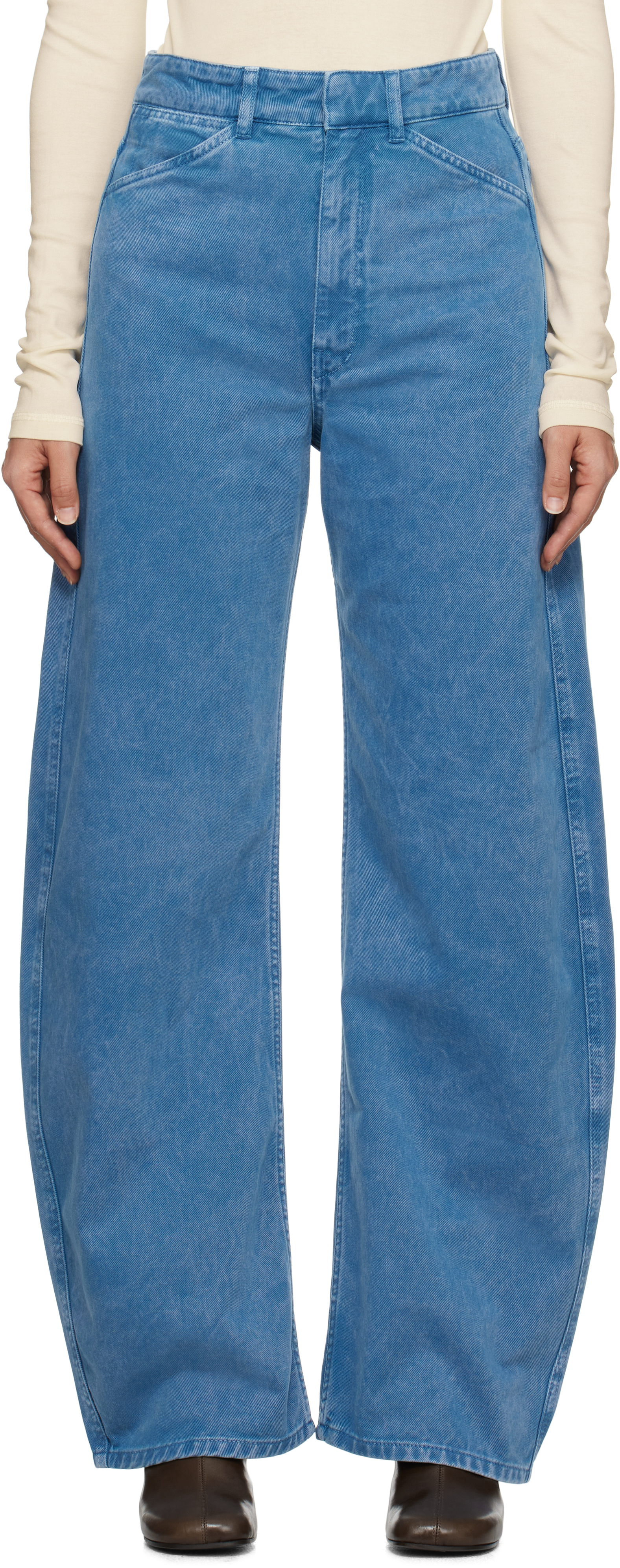 LEMAIRE BLUE HIGH WAISTED CURVED JEANS 