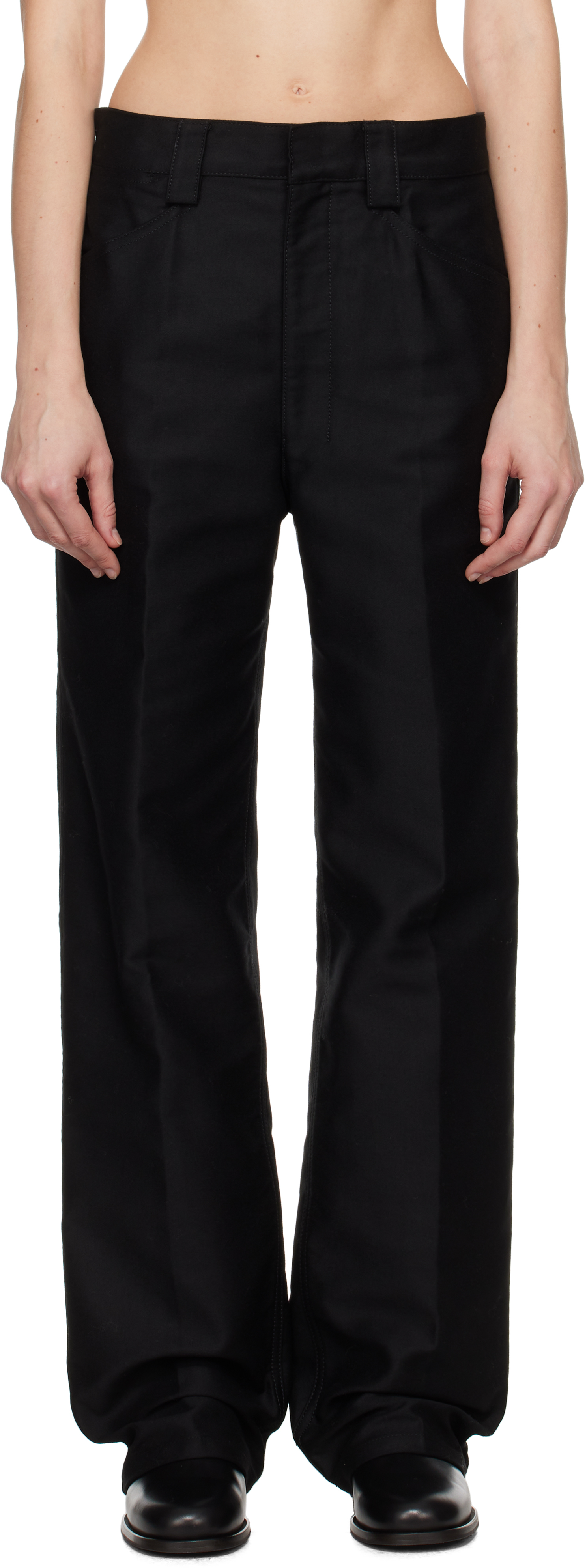 LEMAIRE BLACK STRAIGHT TROUSERS 