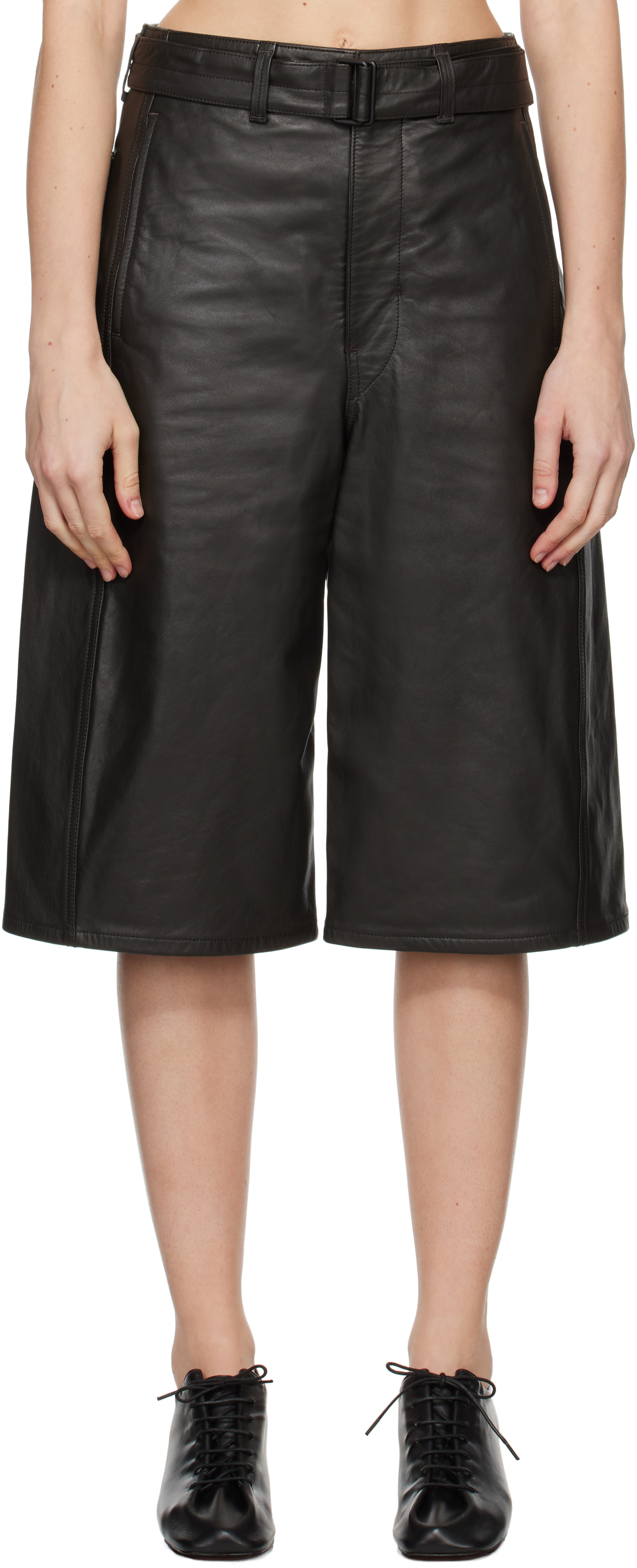 Brown Bermuda Leather Shorts