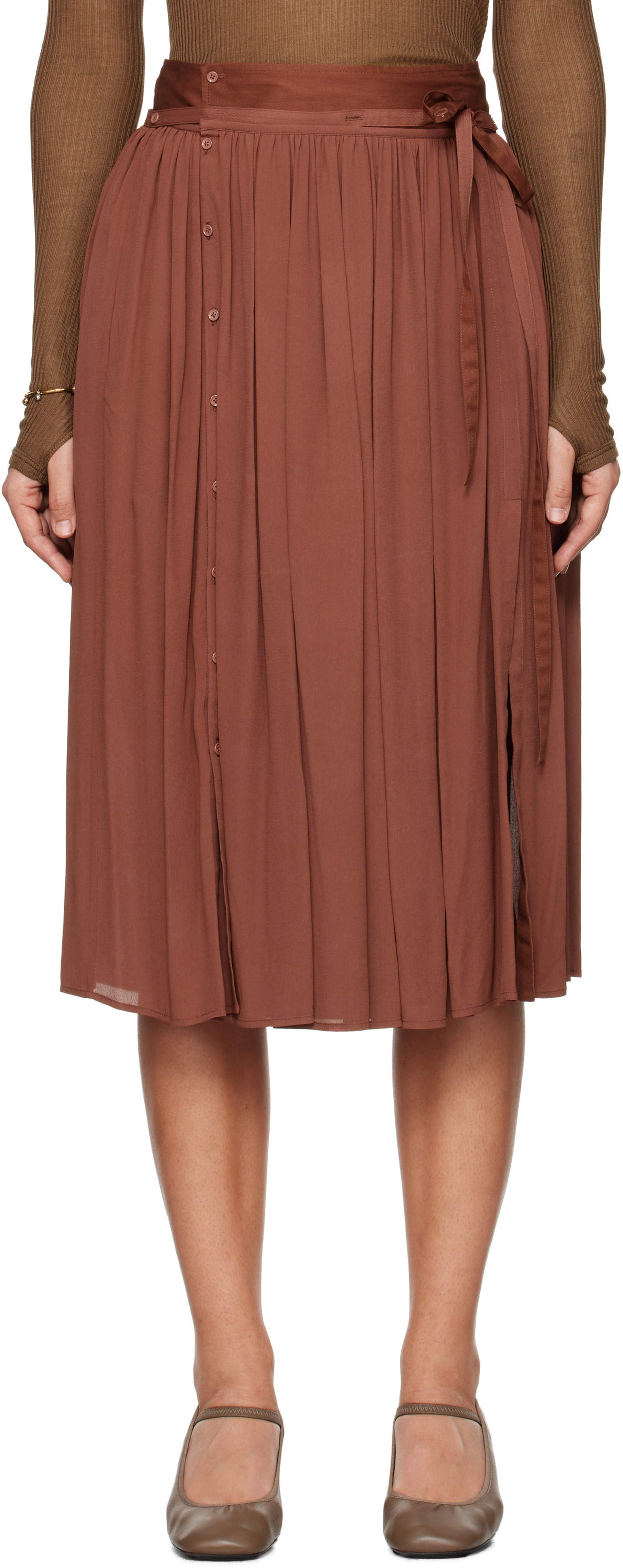 Brown Soft Midi Skirt