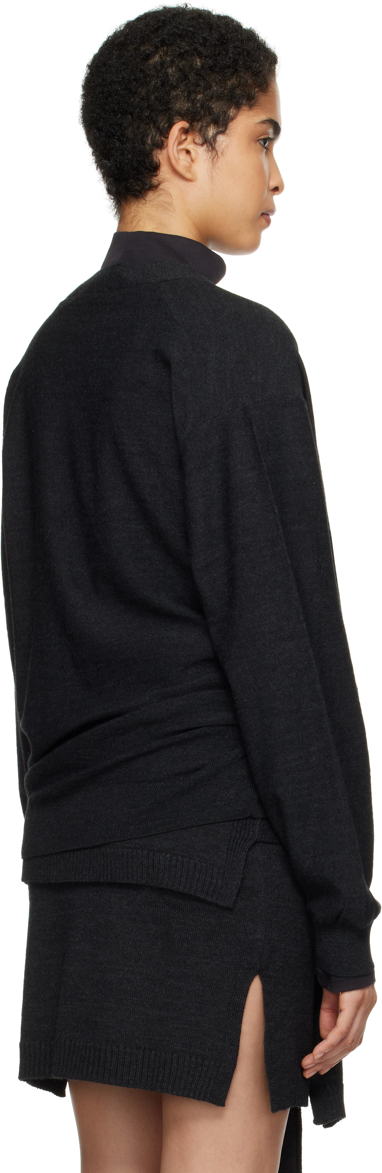 Lemaire Gray Relaxed Twisted Cardigan In Bk966 Anthracite