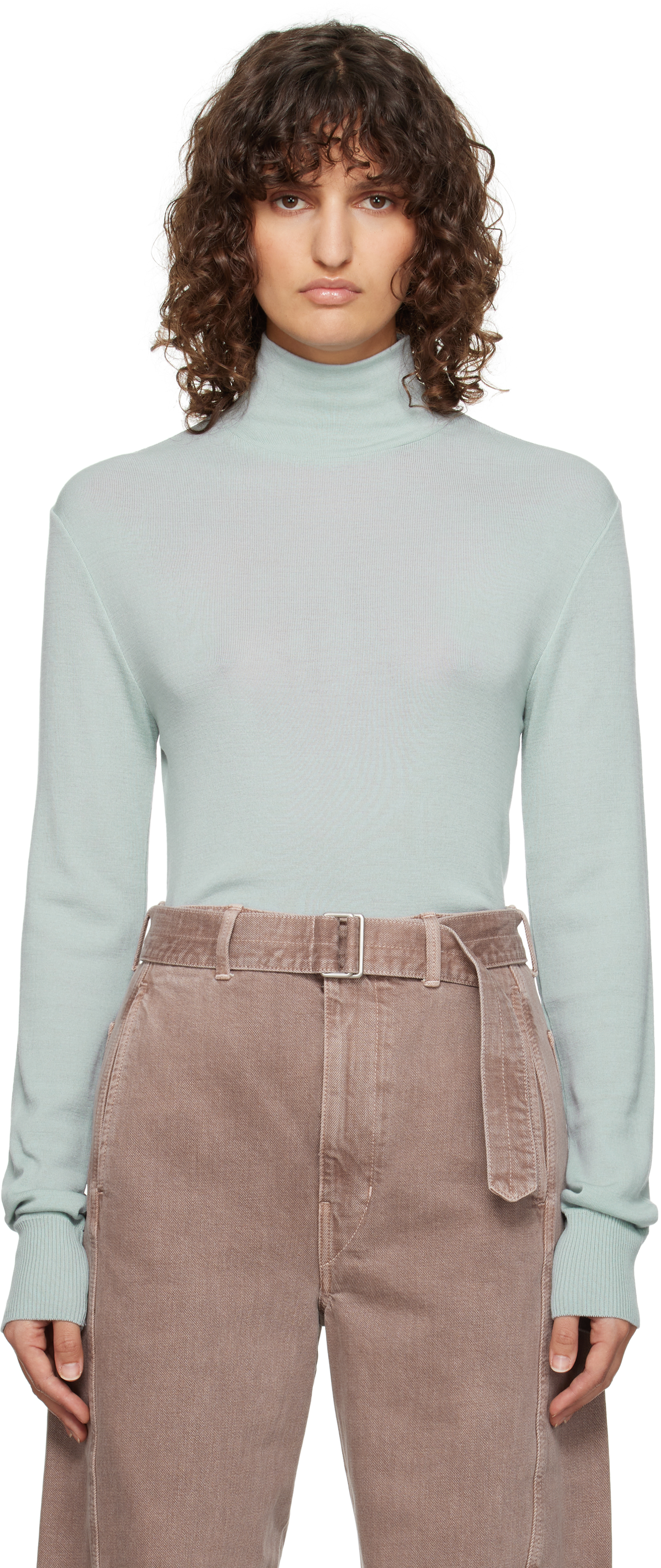 Shop Lemaire Blue Seamless Turtle Neck Sweater In Bl713 Cloud Blue