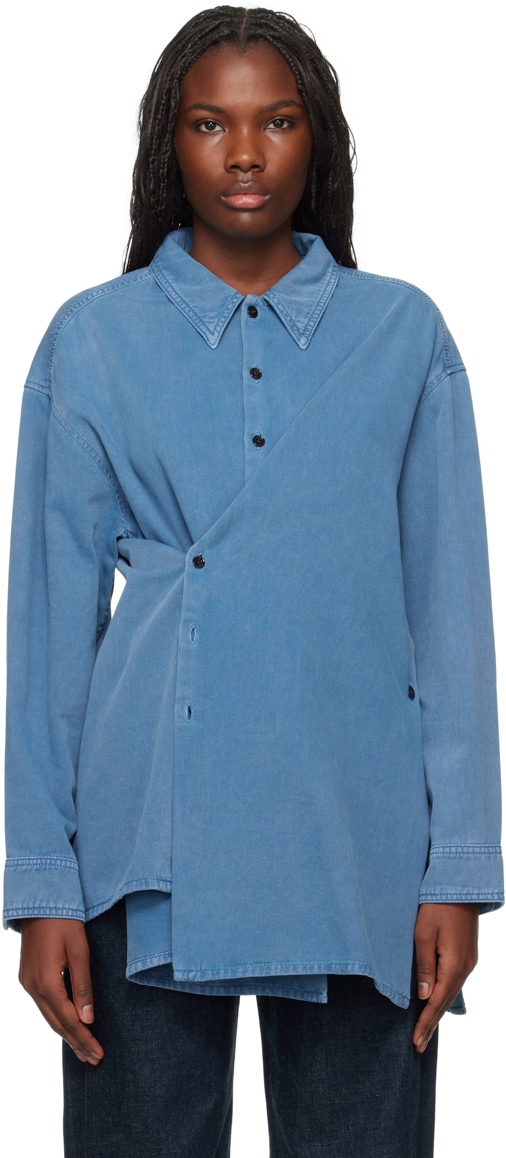 Blue Twisted Denim Shirt