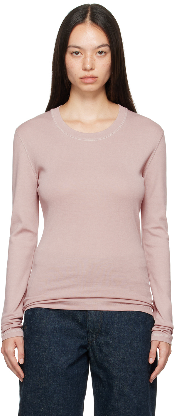 Shop Lemaire Purple Rib Long Sleeve T-shirt In Pu807 Violet Ice