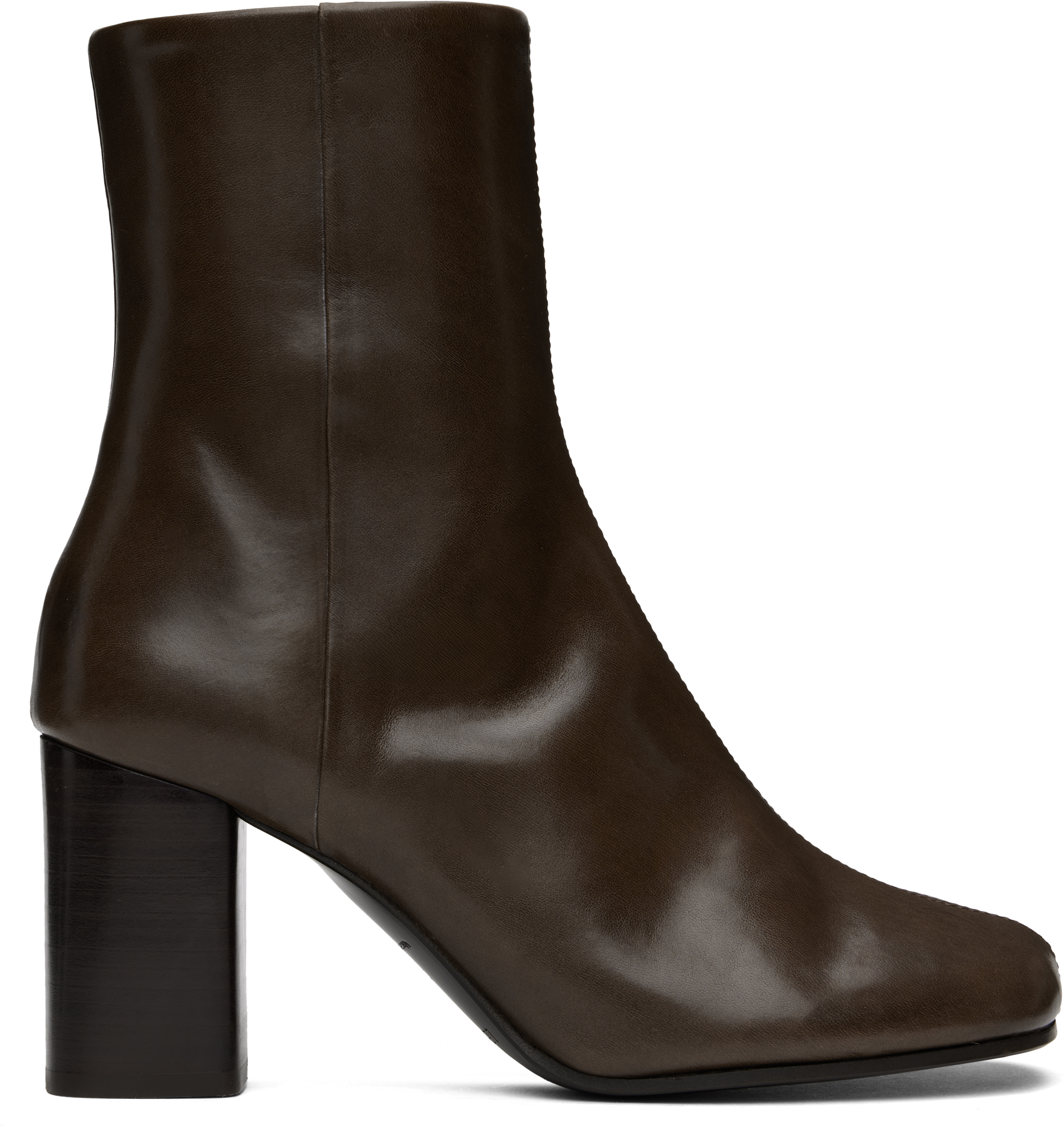 Shop Lemaire Brown Anatomic 80mm Heel Boots In Br449 Dark Brown