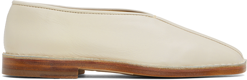 Shop Lemaire Off-white Flat Piped Slippers In Wh000 White