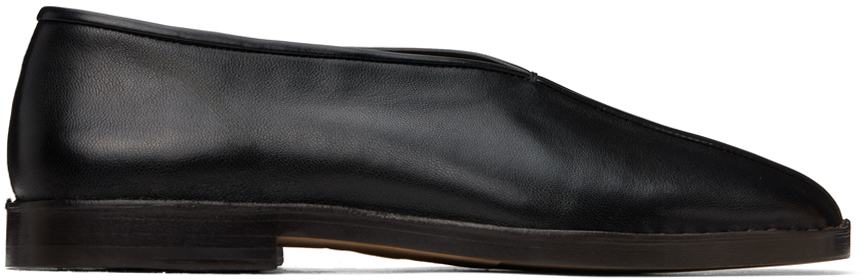 Shop Lemaire Black Flat Piped Slippers In Bk999 Black