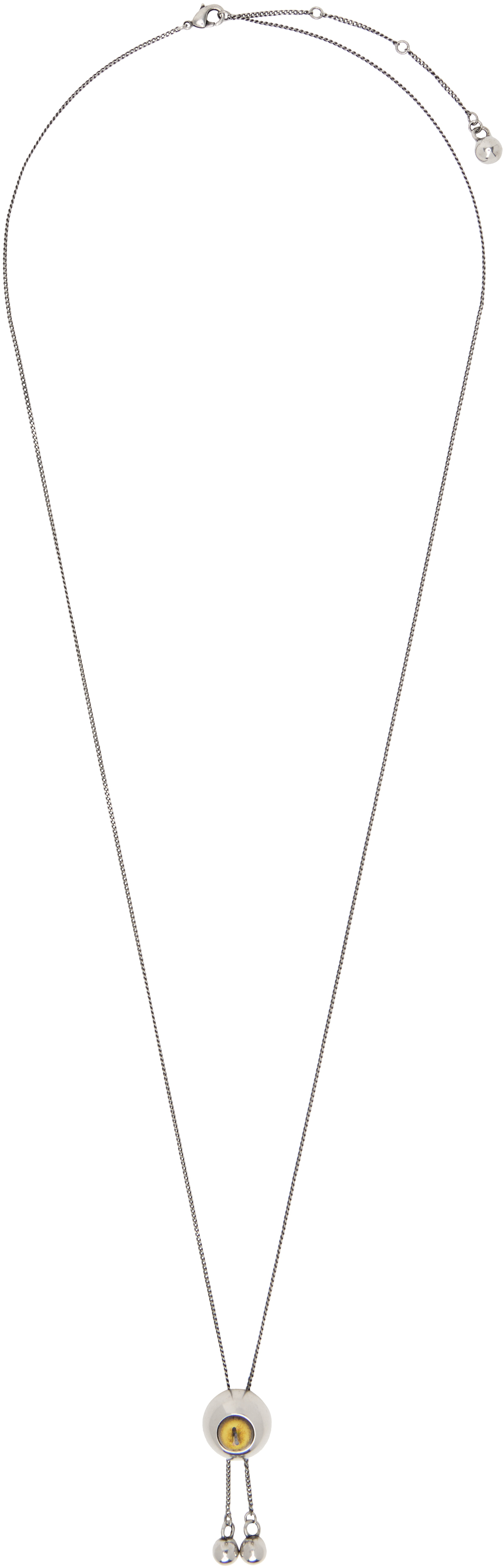 Lemaire Silver Rattle Cat Eye Bolo Tie Necklace In Metallic