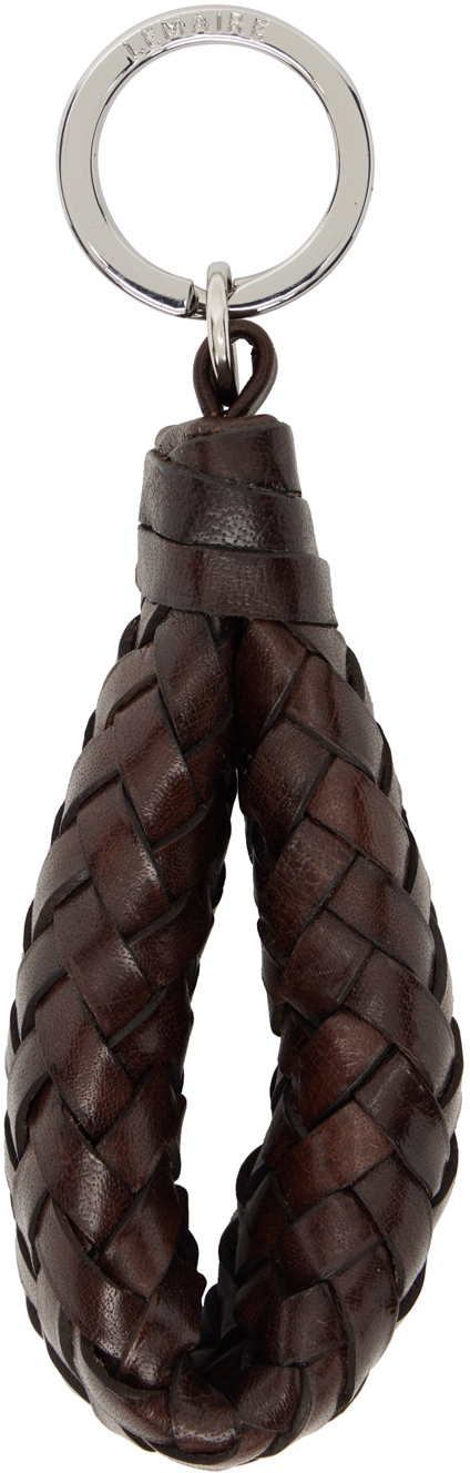 Brown Chevron Leather Keychain