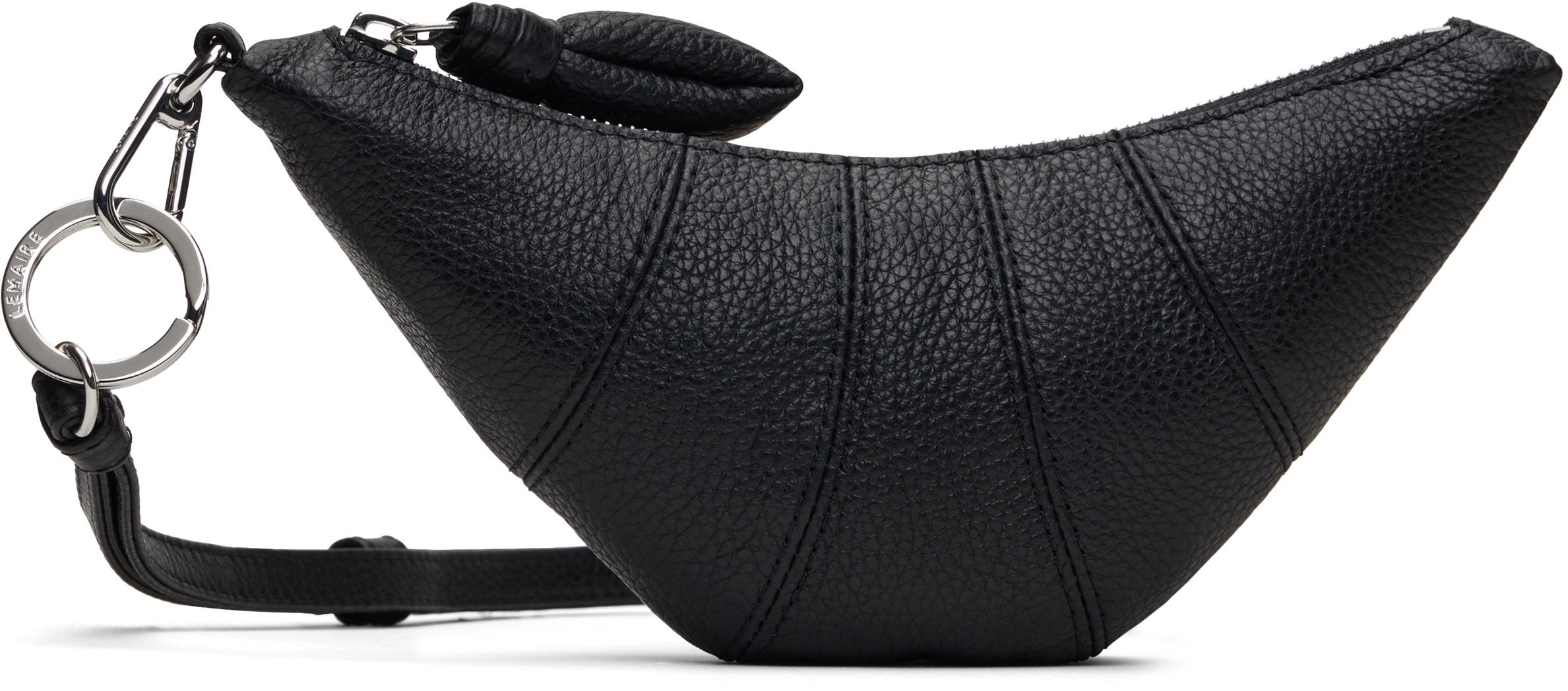 LEMAIRE: Black Crossbody Croissant Coin Pouch | SSENSE
