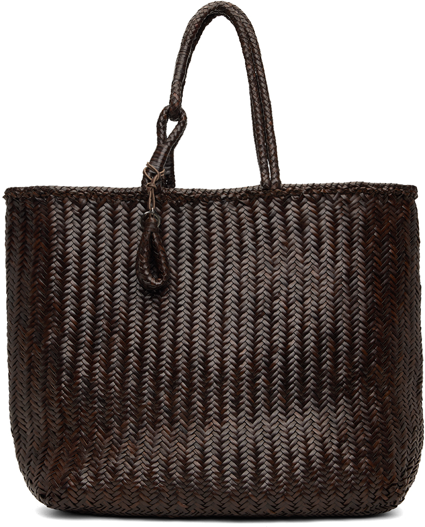 LEMAIRE BROWN XL CHEVRON TOTE 