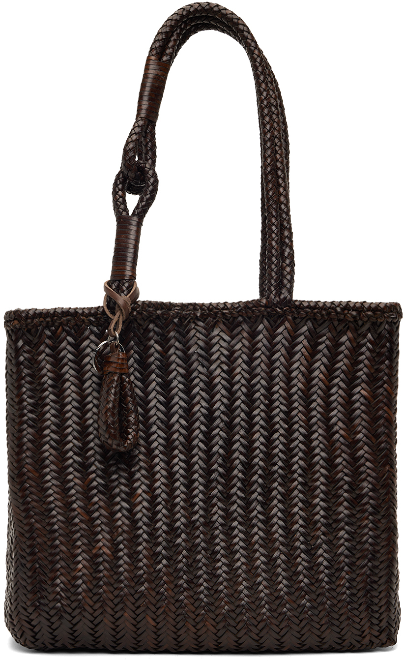 Shop Lemaire Brown Medium Chevron Tote In Br512 Ristretto