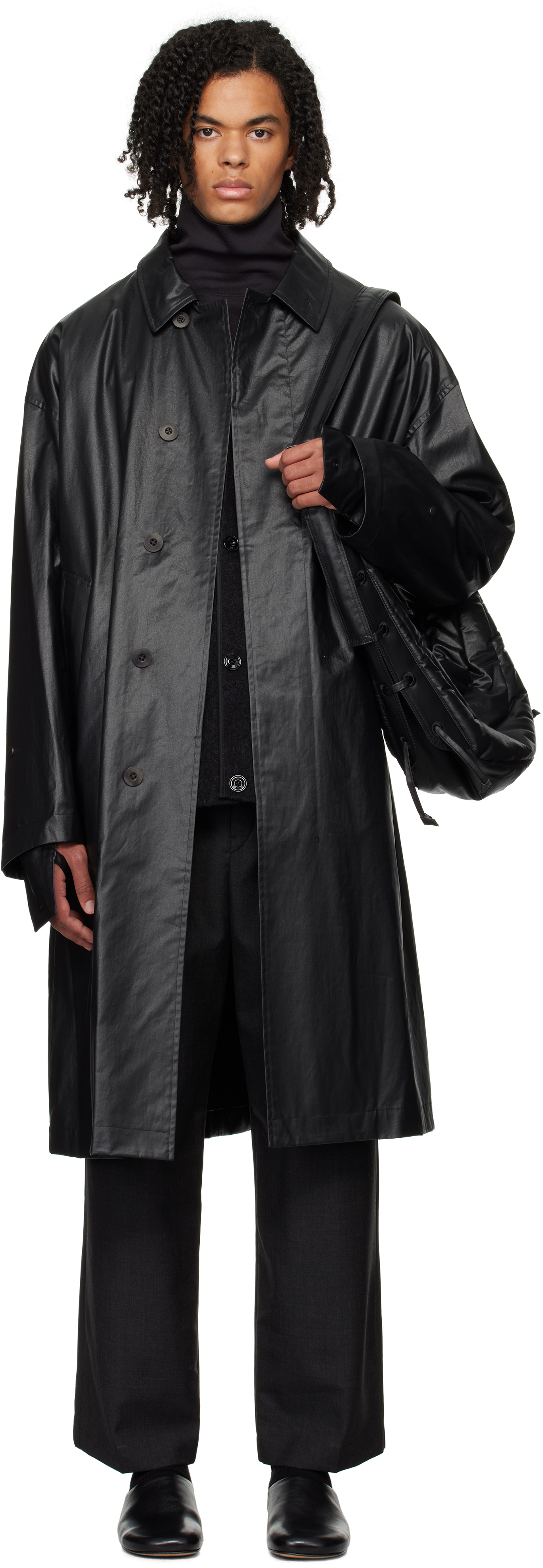 Black Boxy Rain Coat