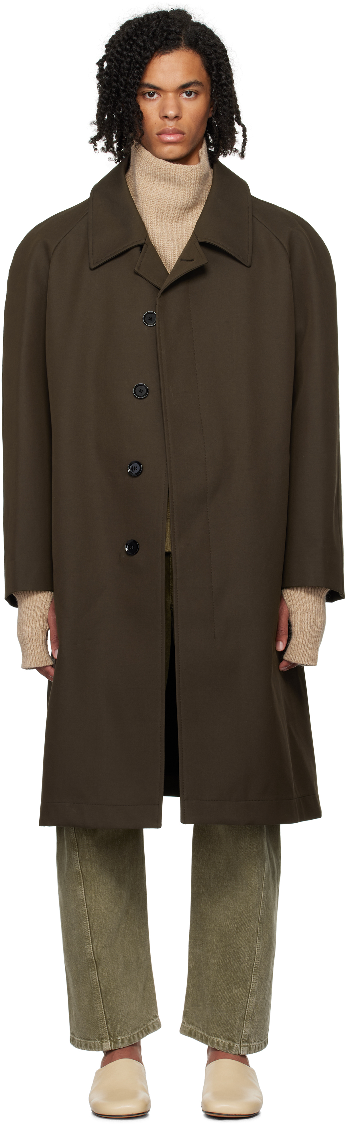 Lemaire Brown Car Coat In Br495 Espresso