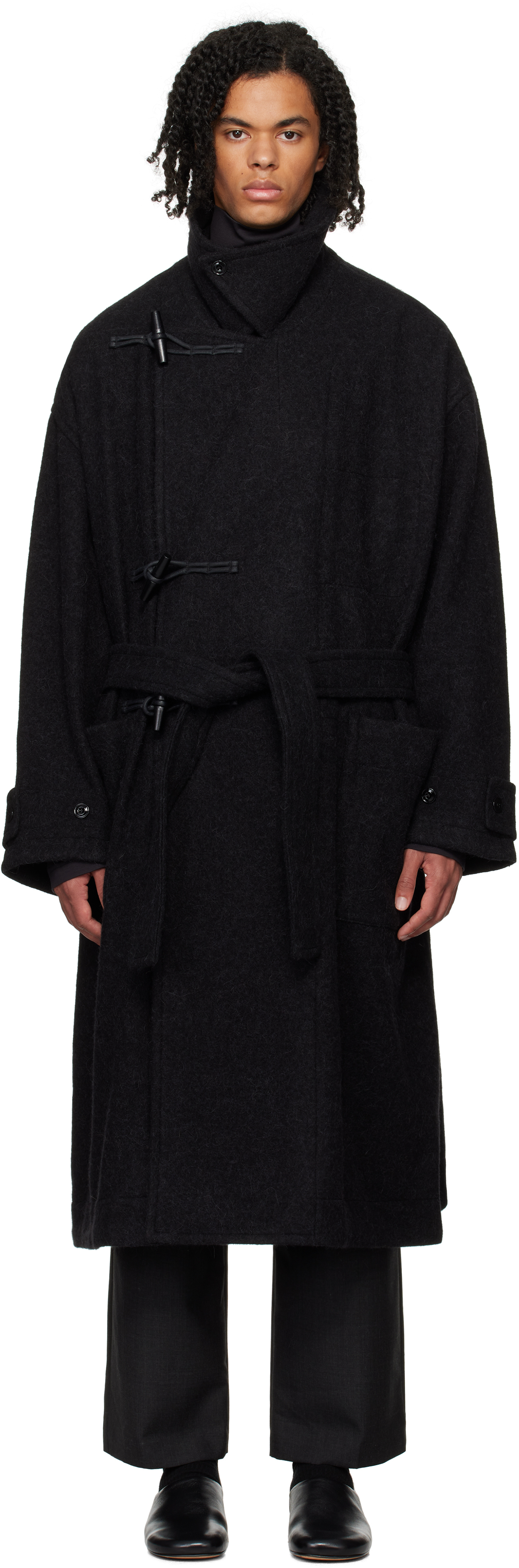 LEMAIRE BLACK DUFFLE COAT 