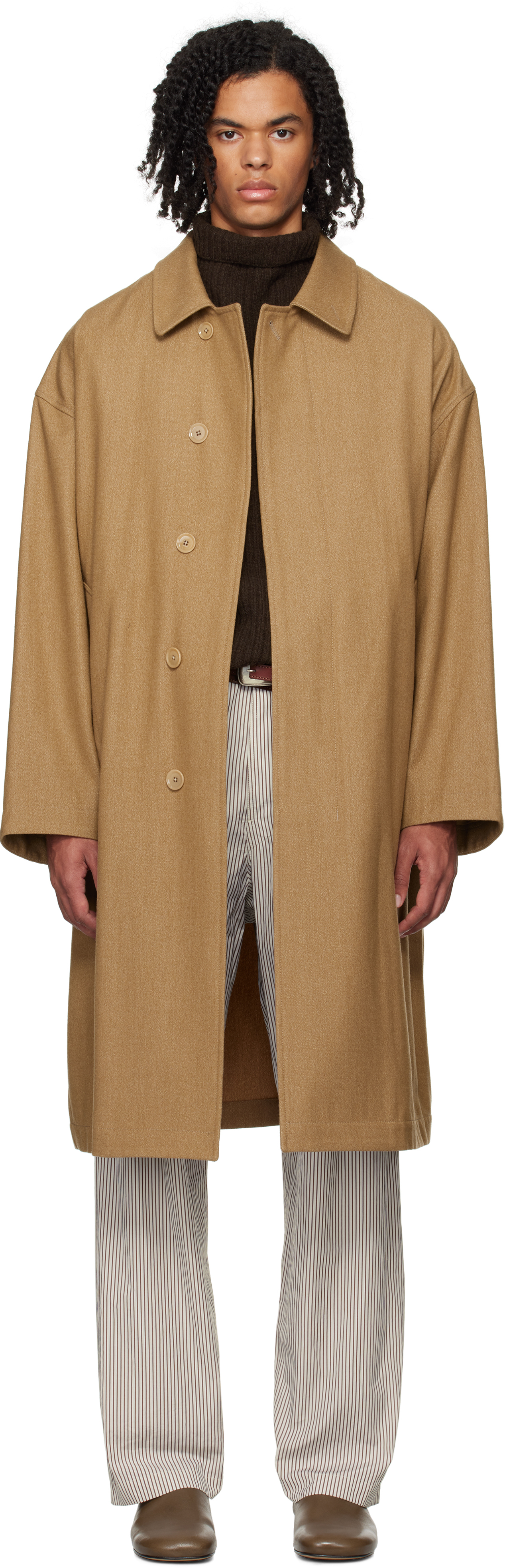 Lemaire Beige Boxy Coat In Mu209 Taupe / Beige