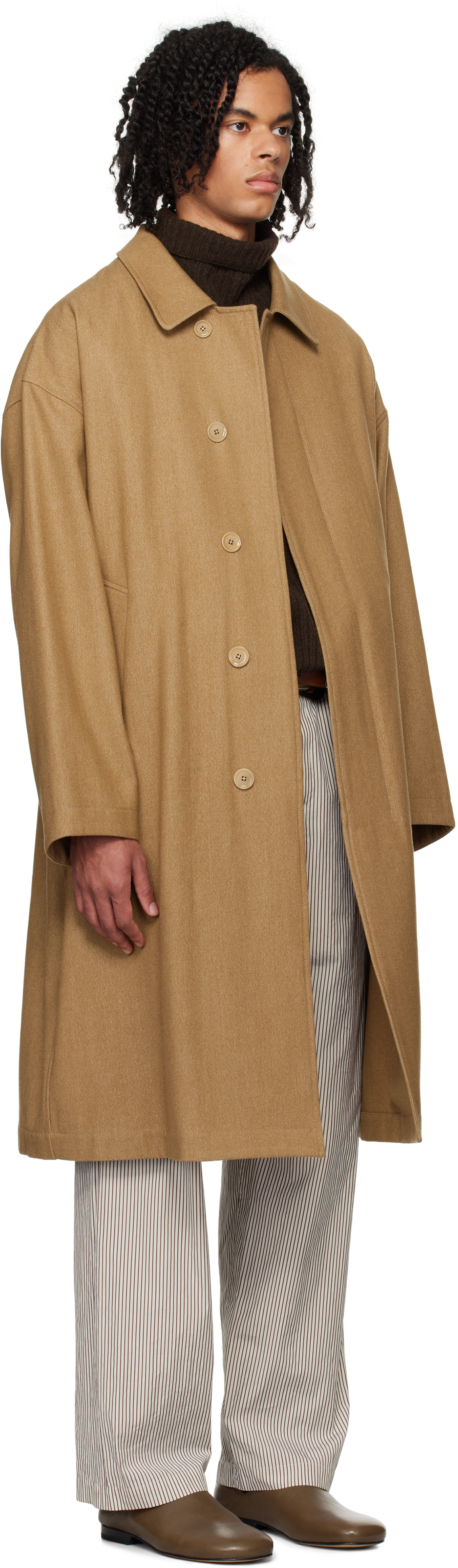 Lemaire Beige Boxy Coat In Mu209 Taupe / Beige
