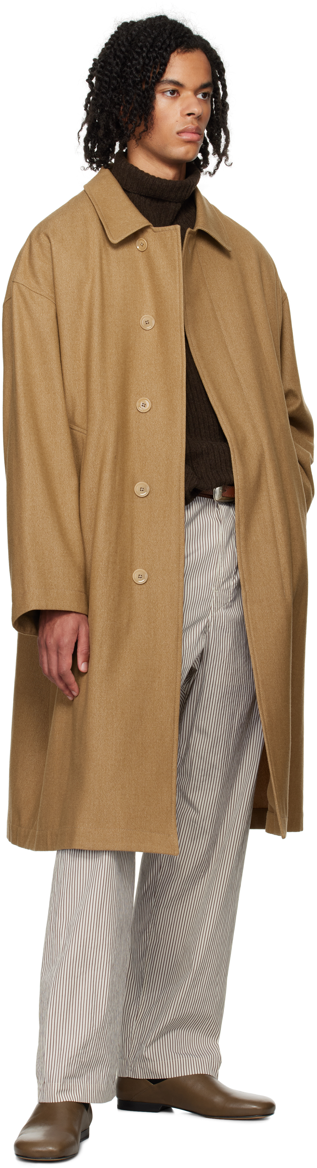 Lemaire Beige Boxy Coat In Mu209 Taupe / Beige