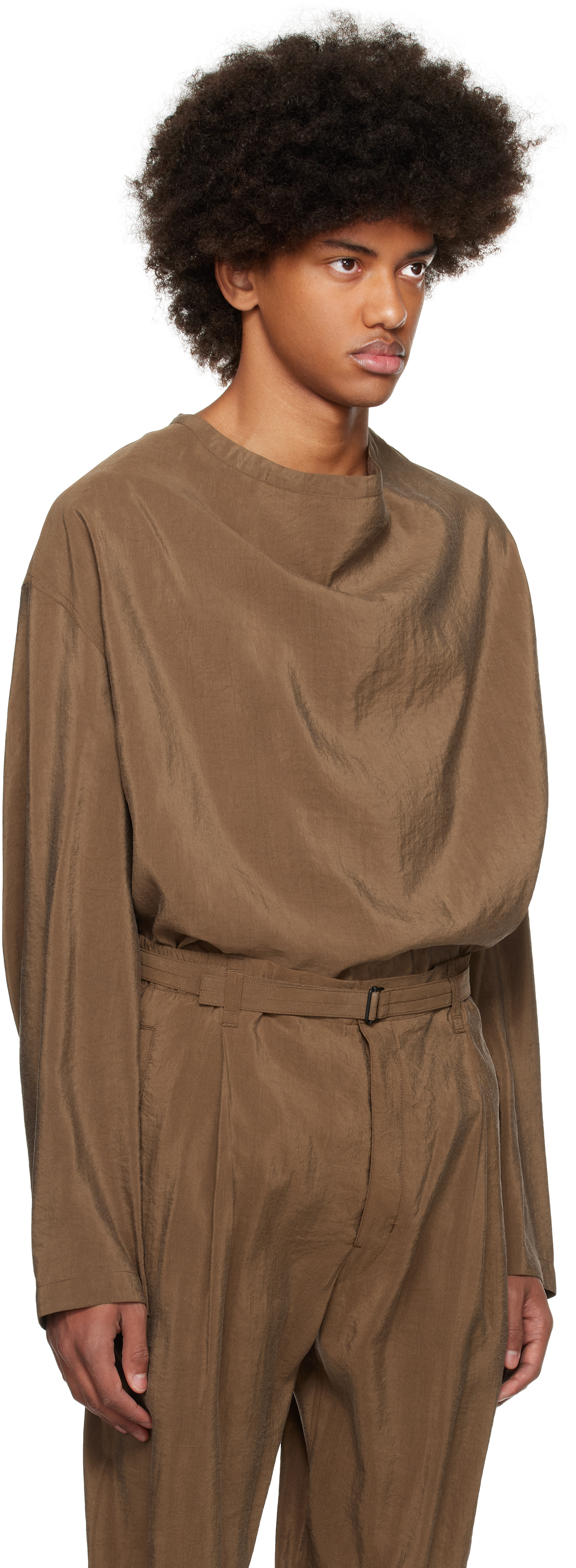 Lemaire Brown Light Vareuse Shirt In Br425 Havana