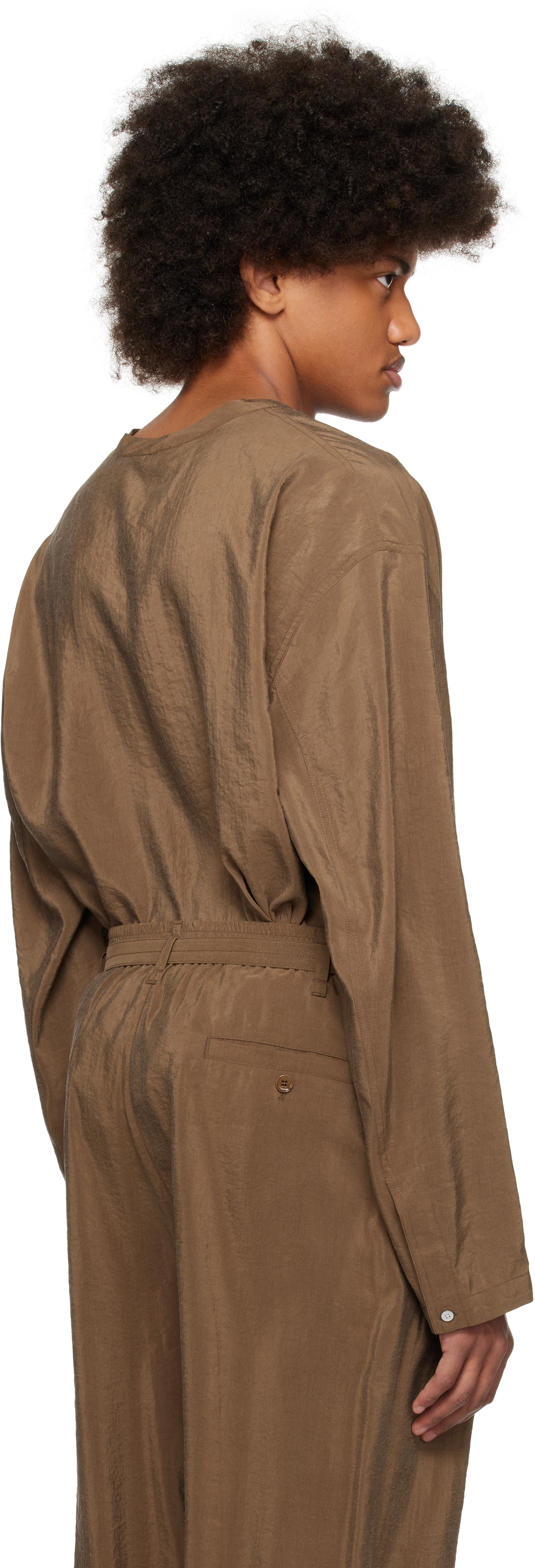 Lemaire Brown Light Vareuse Shirt In Br425 Havana