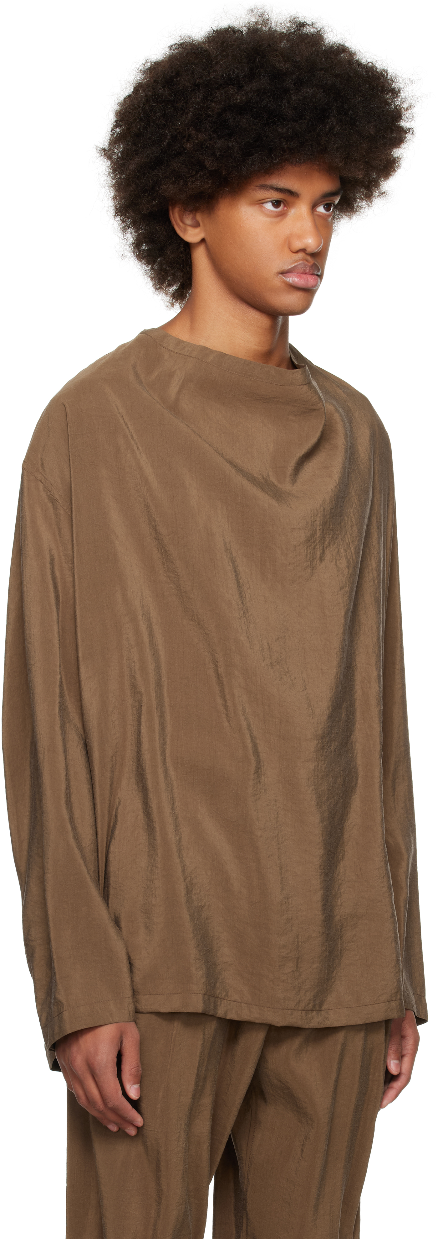 Lemaire Brown Light Vareuse Shirt In Br425 Havana