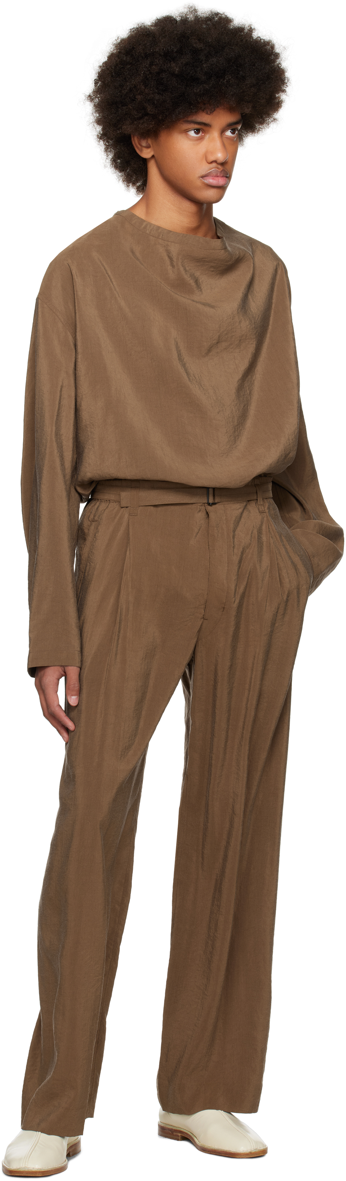 Lemaire Brown Light Vareuse Shirt In Br425 Havana
