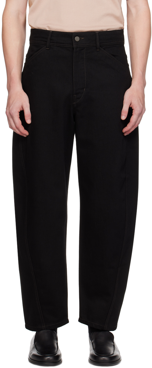 Shop Lemaire Black Twisted Workwear Jeans In Bk999 Black